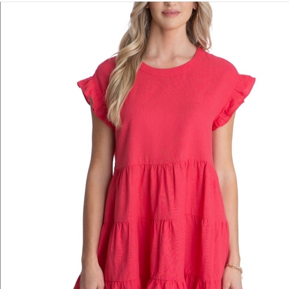 Adyson Parker Dresses & Skirts - Gold Adyson Parker linen tiered babydoll shift mini dress sleeveless Med.